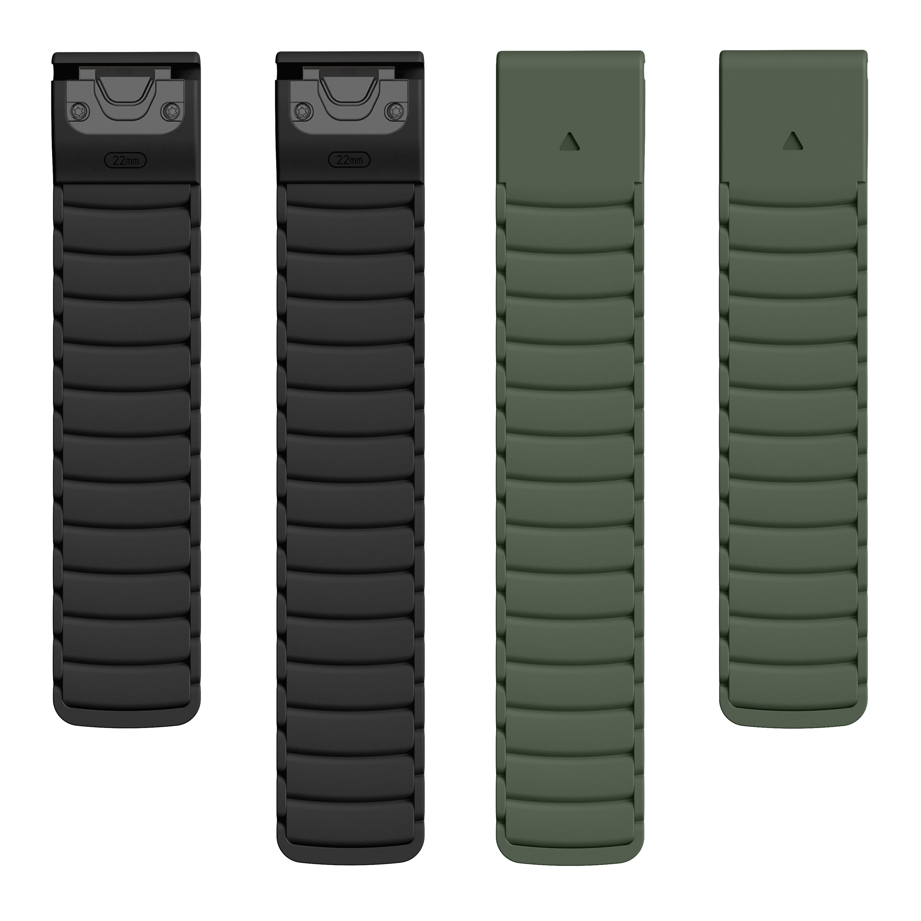 Black and Green watch straps laid out