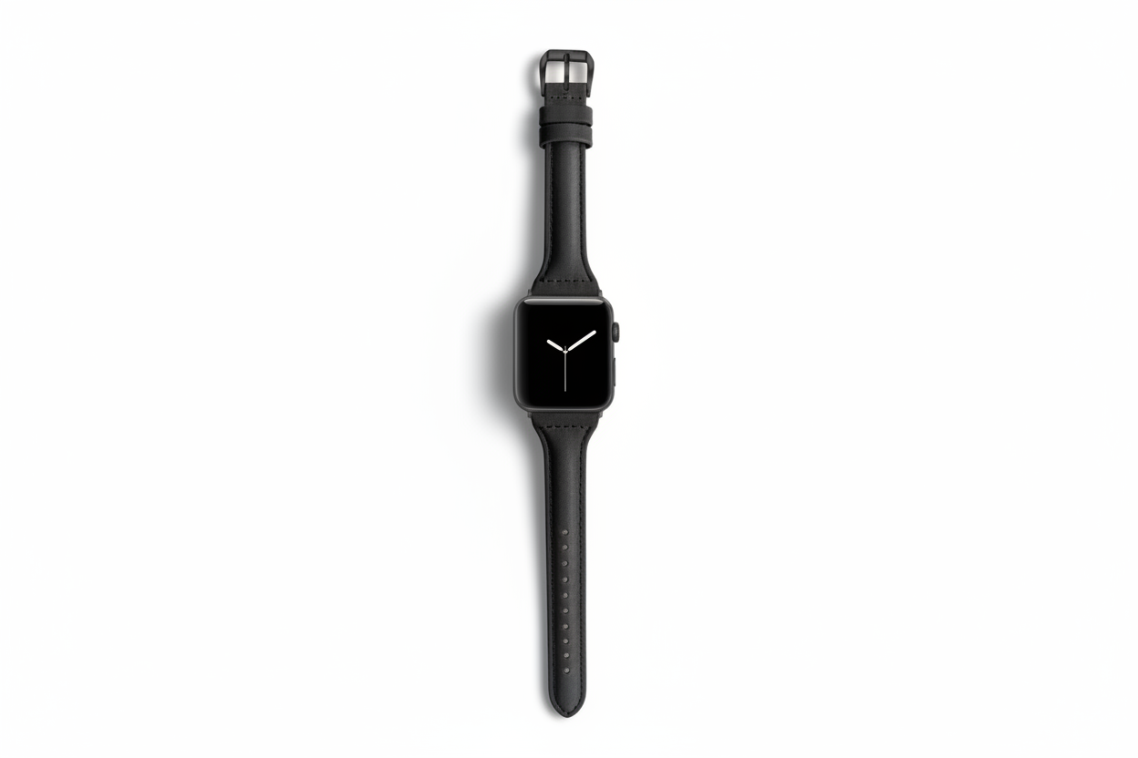 Lisse Noir Apple Watch Strap Leather Black