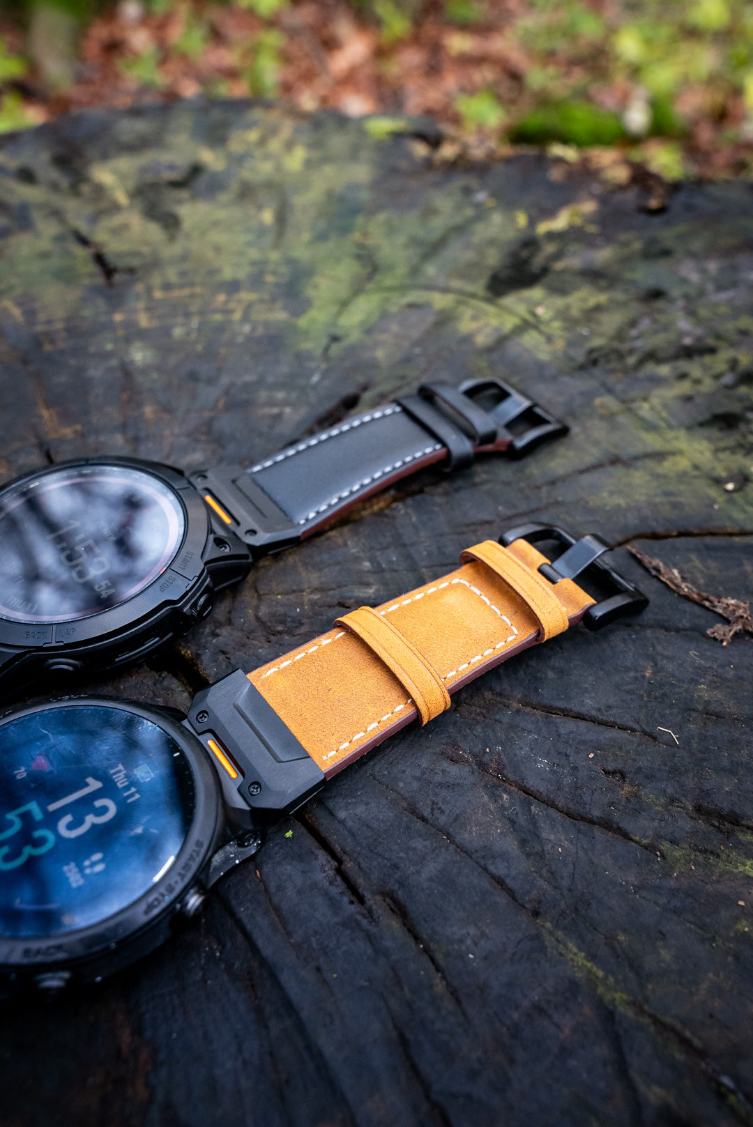 Two Leather Garmin QuickFit Watch Straps - The Heritage Collection