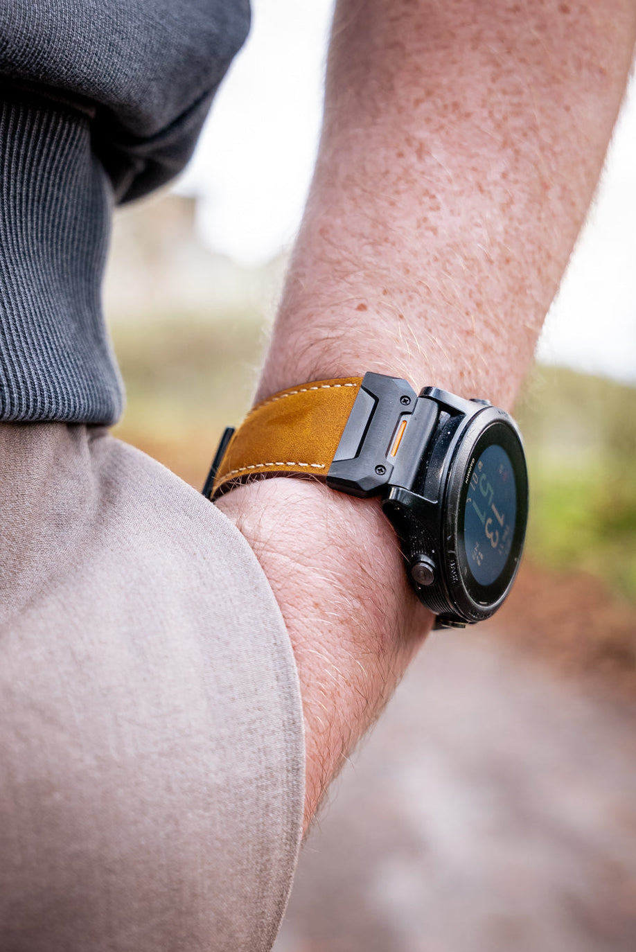 Light Brown Leather Garmin QuickFit Watch Strap - The Heritage Collection from The Time Club