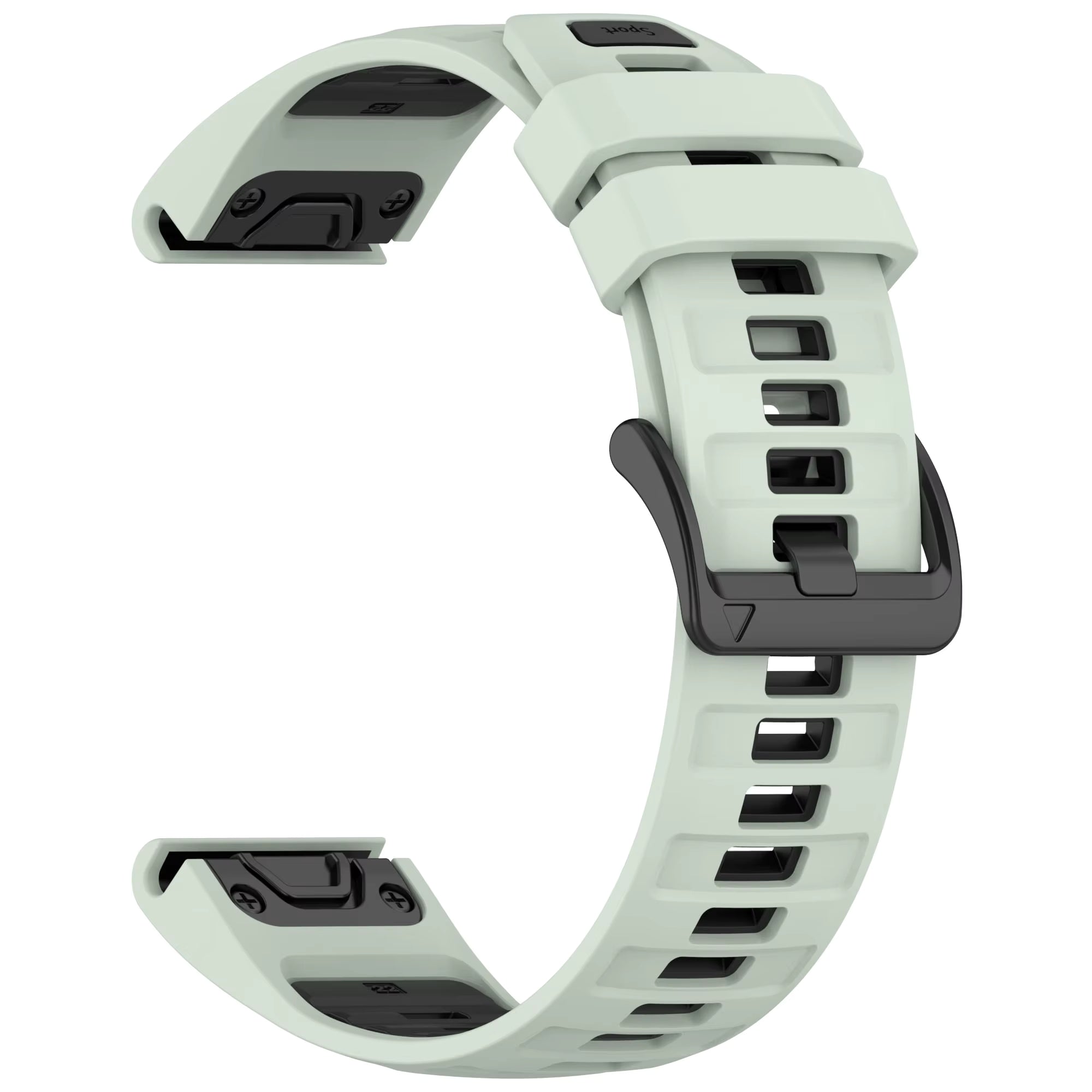 This Light Green and black 22mm Garmin QuickFit strap is built for mid-sized Garmin watches and is fully compatible with the Fenix 8 (47mm), Fenix 7, Fenix 6, Fenix 5, Epix Gen 2 (47mm), Approach S70 (47mm), and Instinct 2.