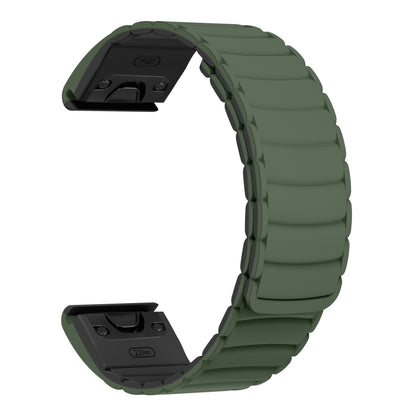 Green watch strap on a white background