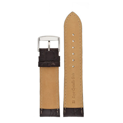 The Reverse of The Baron, Dark Brown Leather Strap for Garmin. Super Crocodile Grain on a suede backing. 