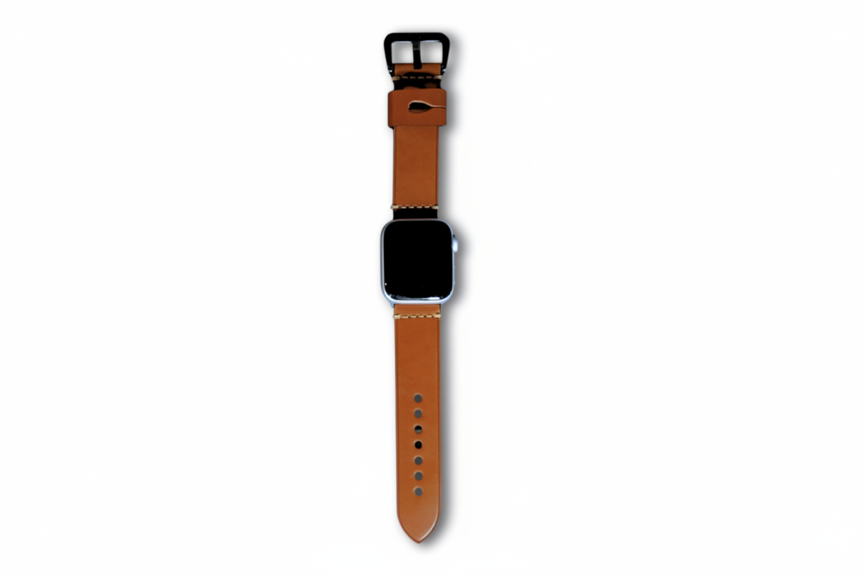 Brown leather watch strap on a white background The Hawthorne - Chestnut Edition