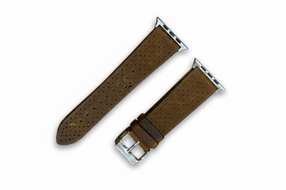 Perforated watch strap on white background